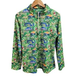 Katherine Way Ana Maria Top Chicken Golf Print Size Large Nylon Stretch Novelty
